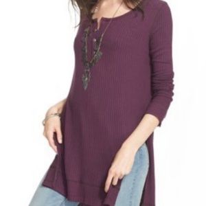We The Free Free People Women's Plum Thermal Top Long Sleeved Gwen Tunic Sz M